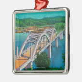 Umpqua Fluss-Brücke in Reedsport, Oregon Silbernes Ornament (Links)