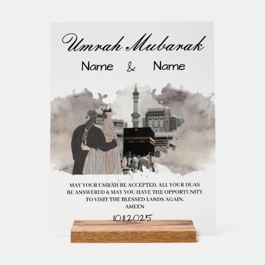 Umrah Mubarak Geschenk Acrylschild (Vorderseite)