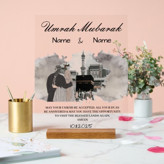 Umrah Mubarak Geschenk Acrylschild (Hochzeit)