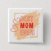 Umrandete rote Herzen Beste Mama Button (Vorderseite)