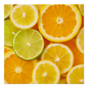 Umrandetes Plakat Zitrusfrüchte - Zitrone, Orange  Poster