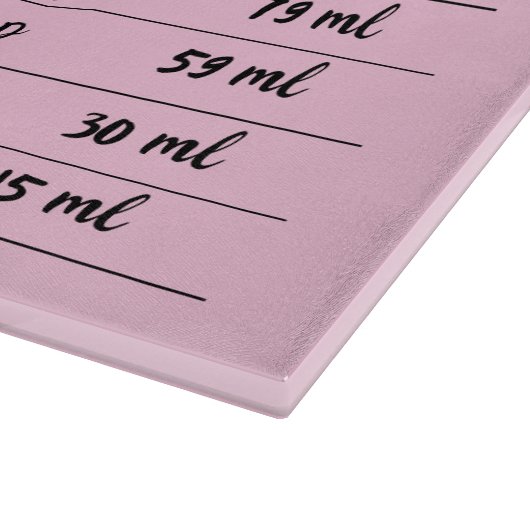 Umrechnungstabelle für rosa Küchenmessung Schneidebrett (Ecke)