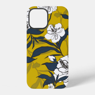 Umriss einer blühenden Blume Vintage-Illustration. iPhone 12 Hülle