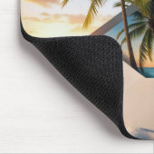 Umriss im Strand mit Palmen Mousepad (Ecke)