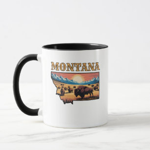 Umriss von Montana Tattoo Bison & Berge  Tasse