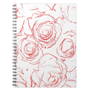 Umrisse roter Rosen Notizblock