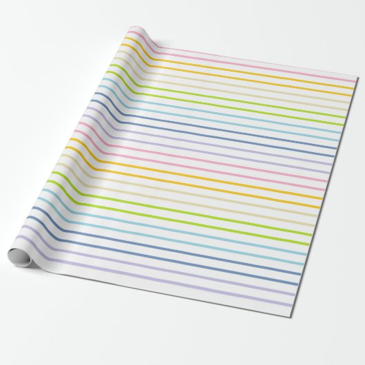 Umrissene Pastellregenbogen-Streifen Geschenkpapier (Ungerollt)