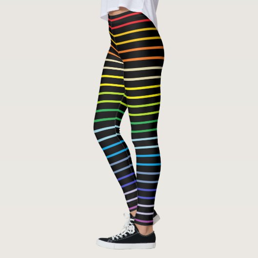 Umrissener breiterer Spektrum-Regenbogen Stripes Leggings (Links)