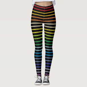Umrissener breiterer Spektrum-Regenbogen Stripes Leggings