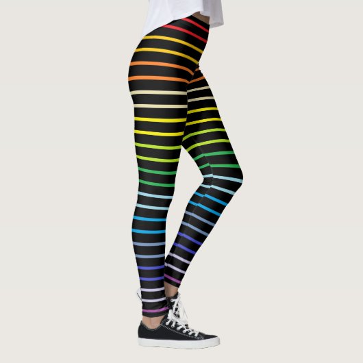 Umrissener breiterer Spektrum-Regenbogen Stripes Leggings (Rechts)