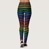 Umrissener Regenbogen Stripes Schwarzes Leggings (Rückseite)
