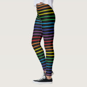 Umrissener Regenbogen Stripes Schwarzes Leggings (Links)