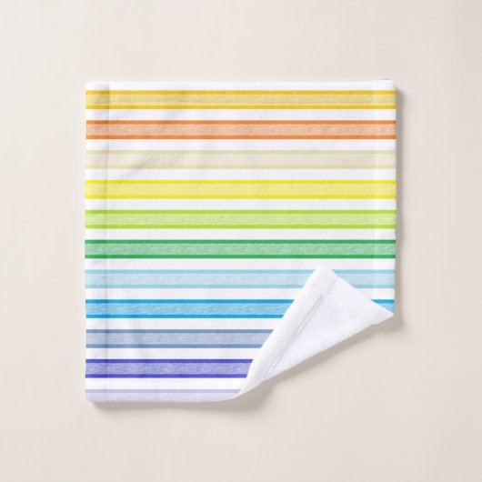 Umrissener Streifen-breiterer Spektrum-Regenbogen Badhandtuch Set (Waschlappen)