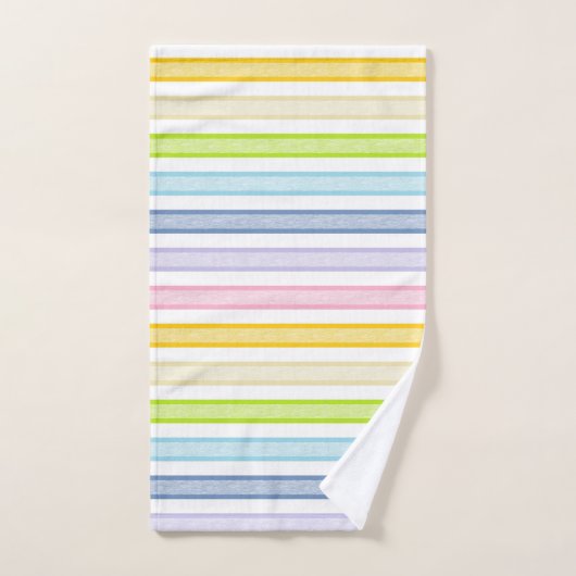 Umrissener Streifen-Pastell-Regenbogen Badhandtuch Set (Handtuch)