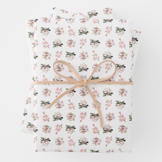 Umschlag (3 Blätter) - Magnolias Umschlagpapier Geschenkpapier Set (Beispiel)