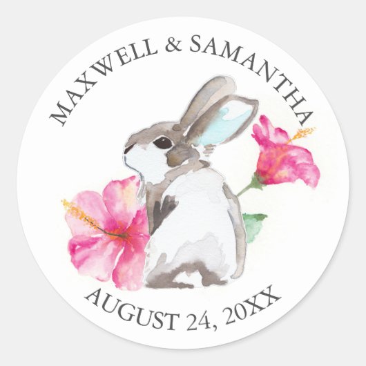 Umschlag Aufkleber-Aufkleber, rosa Blumenhain Runder Aufkleber (Vorderseite)