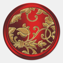 Umschlag Aufkleber aus Gold und Red Damask