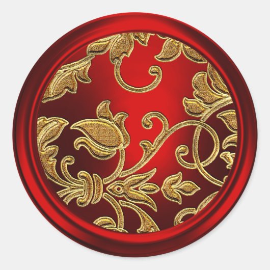 Umschlag Aufkleber aus Gold und Red Damask (Vorderseite)