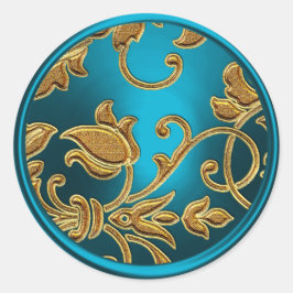 Umschlag Aufkleber aus Gold und Türkis