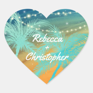 Umschlag Aufkleber bei Hochzeiten am Strand   Aqua