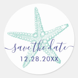 Umschlag Aufkleber Blue Aquamarin Starfish Beach H