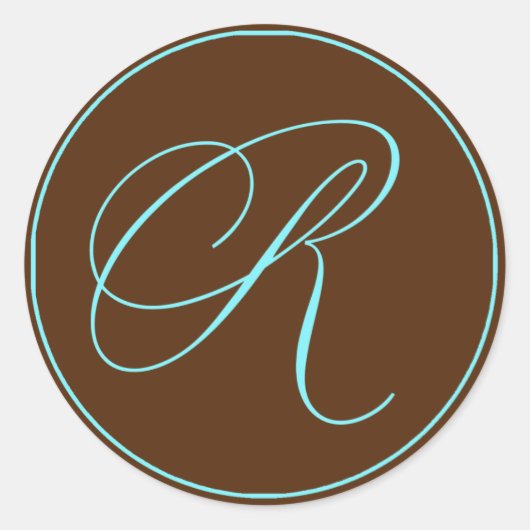 Umschlag Aufkleber Chocolate Blue Monogram Wedding (Vorderseite)