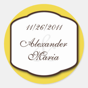 Umschlag Aufkleber für die Hochzeit in Gelb und We
