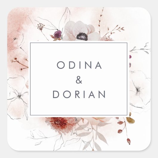 Umschlag Aufkleber für einfache Blumenhochzeiten (Vorderseite)
