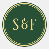 Umschlag Aufkleber für Green und Gold Monogram (Vorderseite)