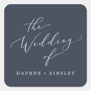 Umschlag Aufkleber für Hochzeiten in Woodland Navy
