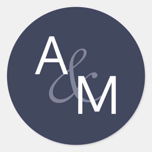 Umschlag Aufkleber für Navy Blue und White Monogra (Vorderseite)