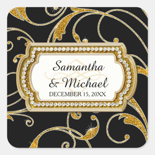 Umschlag Aufkleber Glam Old Hollywood Regency Blac (Vorderseite)