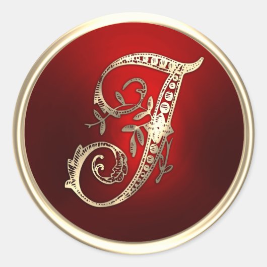 Umschlag Aufkleber Gold und Rot Monogram I (Vorderseite)