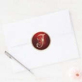 Umschlag Aufkleber Gold und Rot Monogram I (Umschlag)