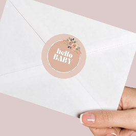 Umschlag Aufkleber, Hello Baby, Moderne Babydusche Runder Aufkleber