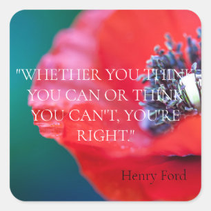 UMSCHLAG AUFKLEBER: HENRY FORD INSPIRATIONAL QUOTE QUADRATISCHER AUFKLEBER