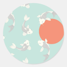 UMSCHLAG AUFKLEBER: JAPANISCHER STIL : KOI FISH PA RUNDER AUFKLEBER
