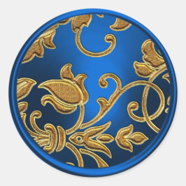 Umschlag Aufkleber mit Gold und Blue Damask