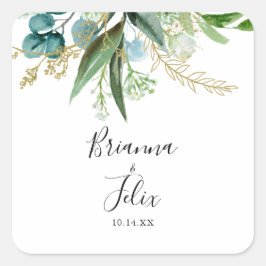 Umschlag Aufkleber mit tropischen goldenen Hochzei