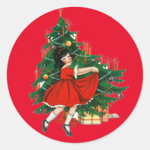 UMSCHLAG AUFKLEBER MIT VINTAGE-CHRISTMAS-BILD