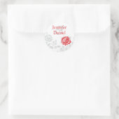 Umschlag Aufkleber Red and Gray Damask (Tasche)