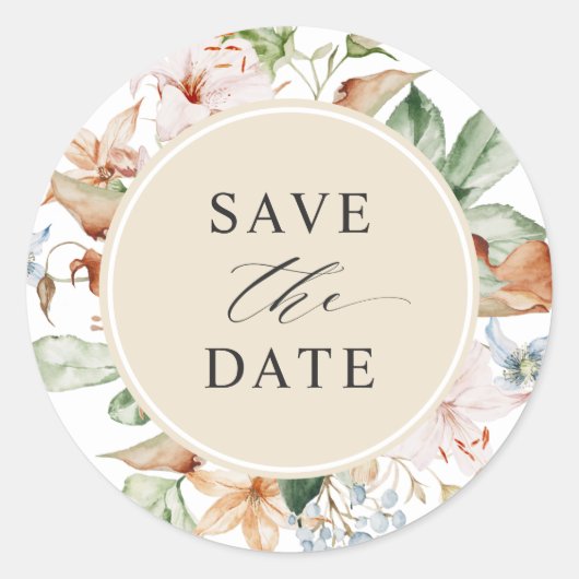 Umschlag Aufkleber Save the Date Beige-Erden-Tones (Vorderseite)