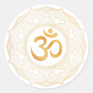 UMSCHLAG AUFKLEBER STICKER : GOLD MANDALA & OHM
