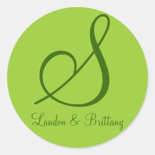 Umschlag Aufkleber: Subtile Monogram (grün) Runder Aufkleber