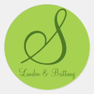 Umschlag Aufkleber: Subtile Monogram (grün) Runder Aufkleber