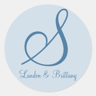 Umschlag Aufkleber: Subtile Monogramm (blau) Runder Aufkleber