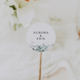 Umschlag Aufkleber von Hochzeiten in Grün und Gold