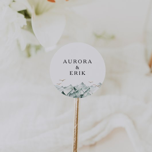 Umschlag Aufkleber von Hochzeiten in Grün und Gold