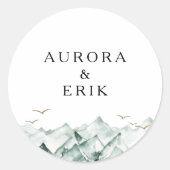 Umschlag Aufkleber von Hochzeiten in Grün und Gold (Vorderseite)