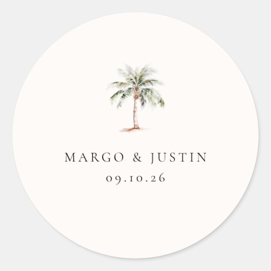 Umschlag Aufkleber Wasserfarbenpalme (Vorderseite)